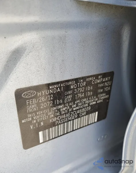 2012 Hyundai Elantra Gls из США, поврежденный, VIN KMHDH4AE2CU468039